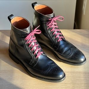 Allen Edmonds 12 D Black Dalton Wingtip Boots with Dainite Rubber Sole